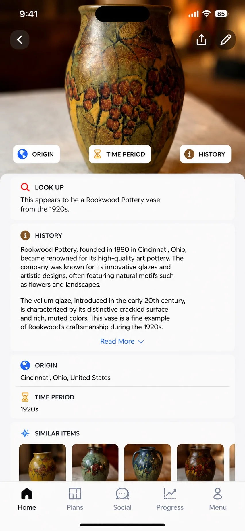 Curio — product interface