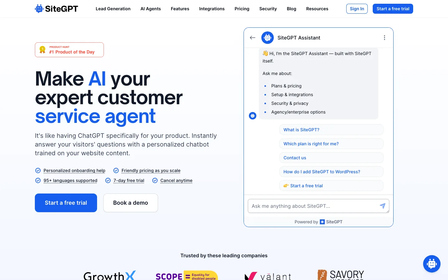SiteGPT — product screenshot