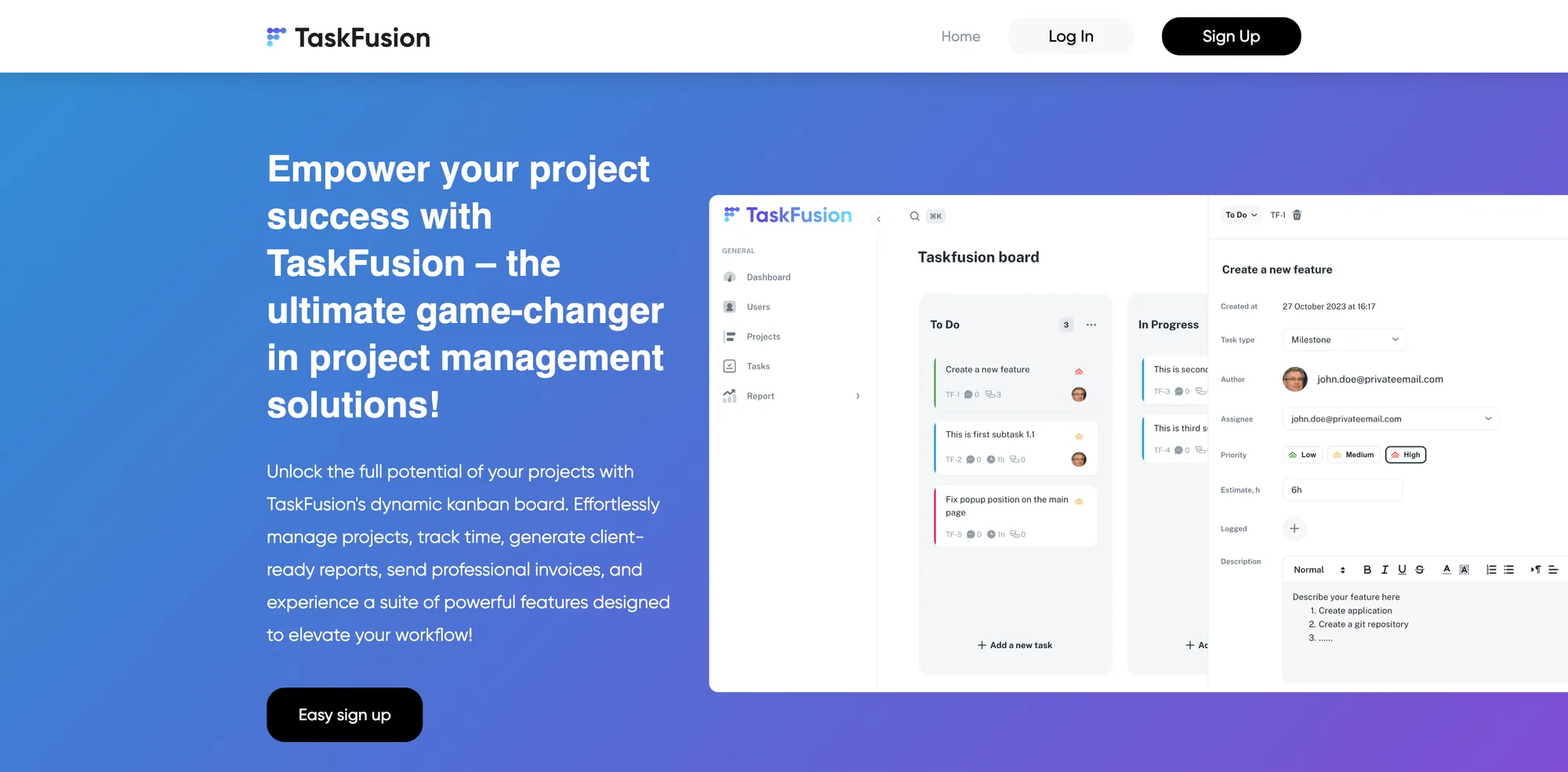 TaskFusion — product interface